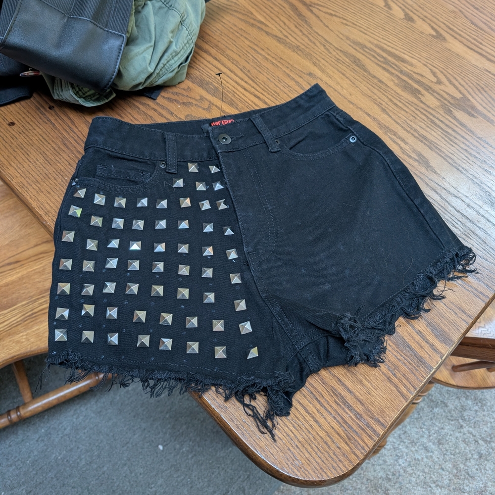 Hot Topic Black Studded Jean Shorts